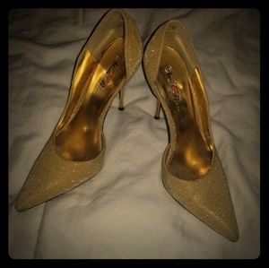 Gold pumps with embellished heels- make an offer!